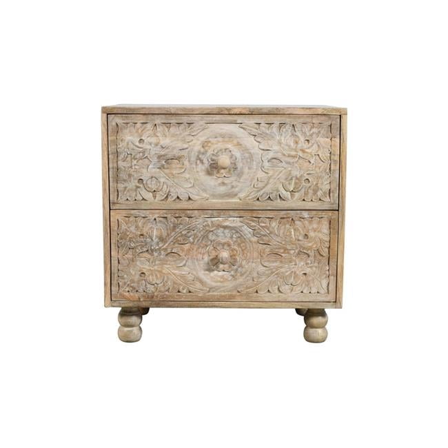 Cory 2-Drawer Solid Wood Nightstand With Metal Glides in Natural Finish