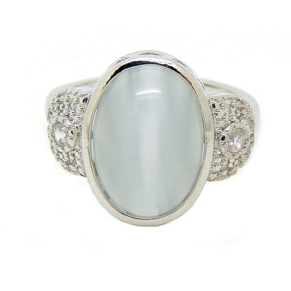 Cory Statement Ring Women Oval Moonstone White Gold Plated Ginger Lyne Collection