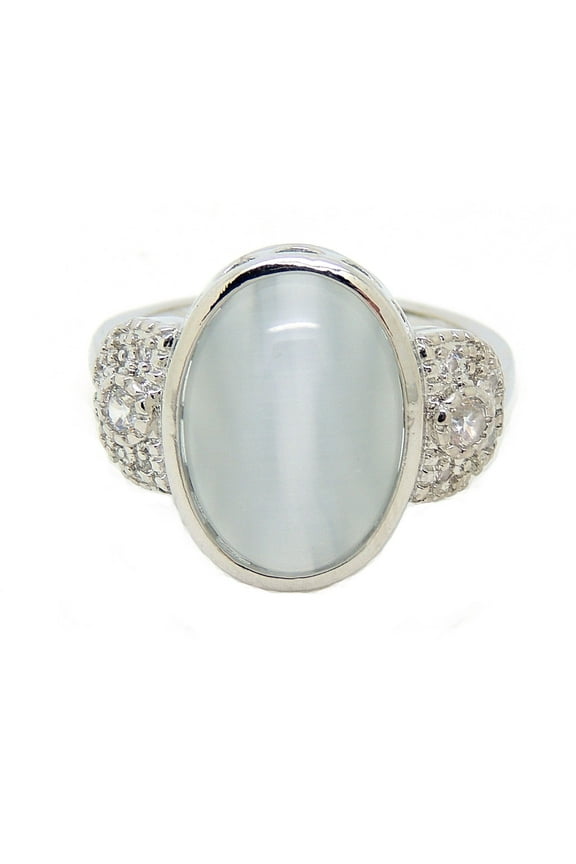 Cory Statement Ring Women Oval Fire Opal White Gold Plated Ginger Lyne Collection