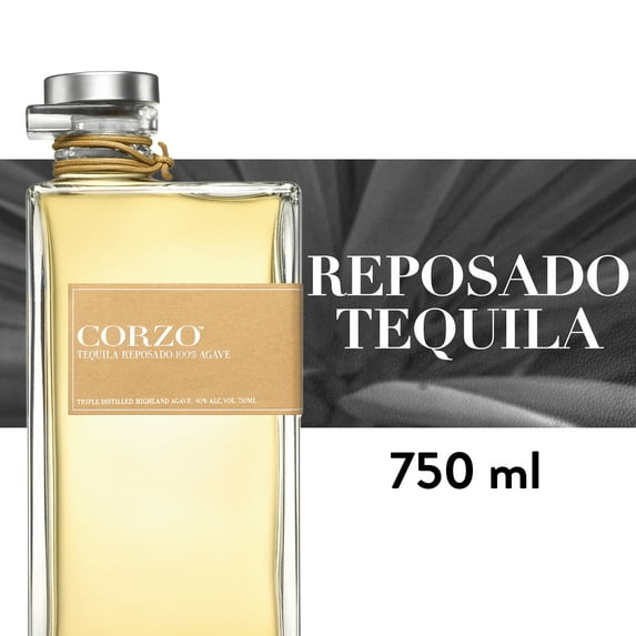 Corzo Reposado Tequila, 750 ml Bottle, 40% ABV, 80 Proof, Single Piece, Shelf-Stable, Oak and Honey Flavor, New Condition