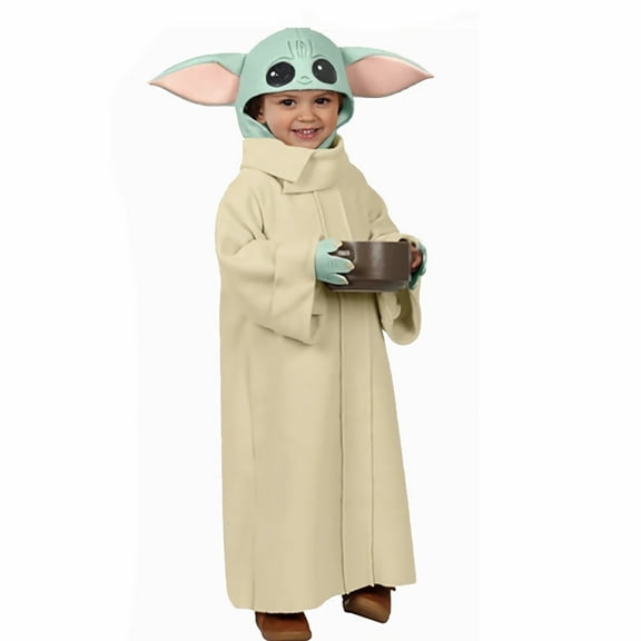Cos-Animefly Kids Baby Yoda Mandalorian Outfits for Boys Girls Child Infants Hood Robe Children's Hat Clothing Stage Party Outfit  L
