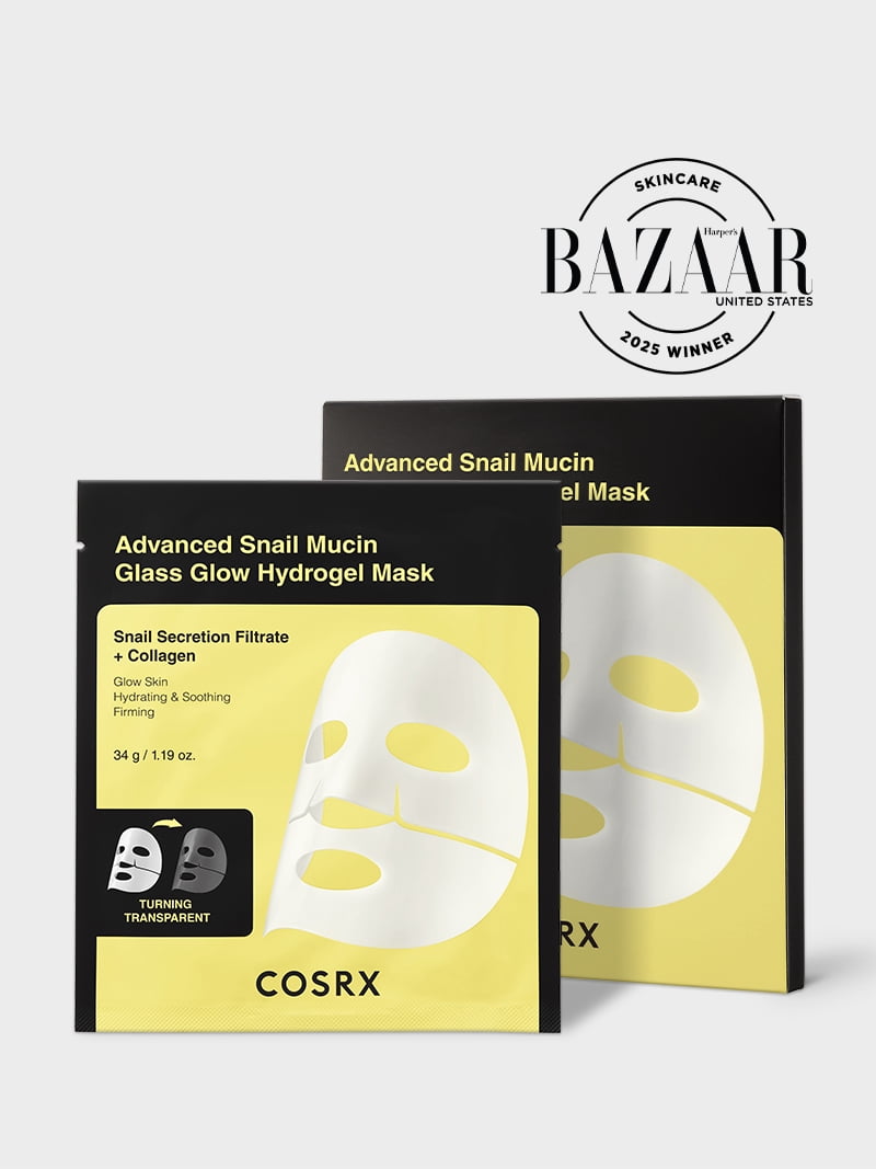 COSRX Advanced Snail Mucin Glass Glow Hydrogel Face Masks Skincare 3 EA