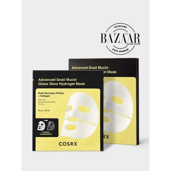 COSRX Advanced Snail Mucin Glass Glow Hydrogel Face Masks Skincare 3 EA