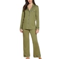 thumbnail image 1 of Cosabella Bella Long Sleeve Top & Pant PJ Set (AMORE9644),S,Aloe, 1 of 3