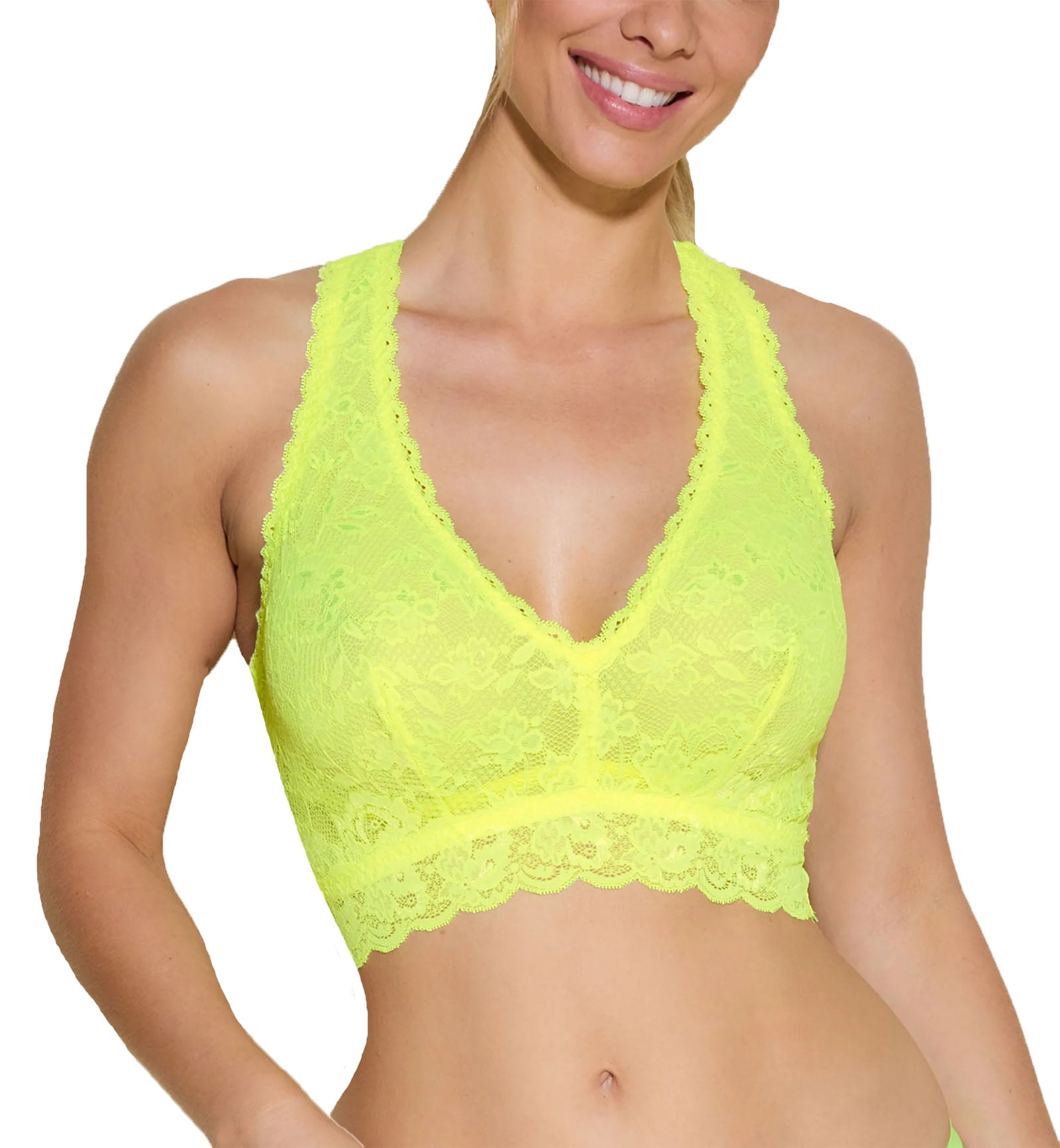 Cosabella Never Say Never CURVY Racie Racerback Bralette (NEVER1355),XL,Neon  Yellow 