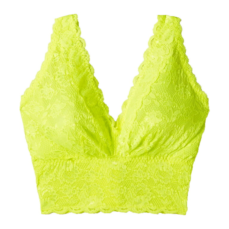 Cosabella Never Say Neverr CURVY Plungie Longline Bralette  (NEVER1385),XS,Neon Yellow 