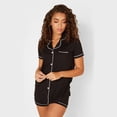 thumbnail image 1 of Cosabella Women's Bella Short Sleeve & Boxer Pajama Set in Black, 1 of 4