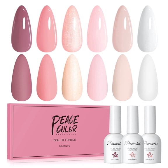 6 Pcs Gel Nail Polish Kit,Milky Blush Pink with Glitter Gel Polish Quick Dry Soak Off UV LED Nail Polish Gift 10ML