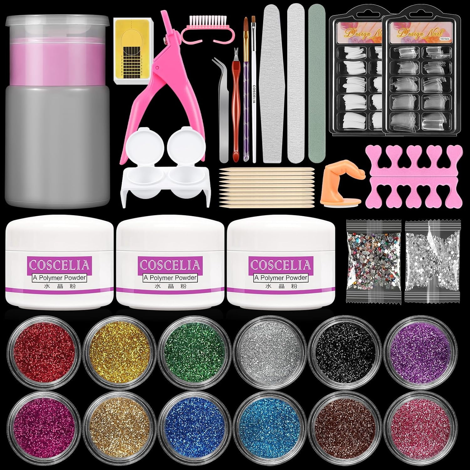 Coscelia Acrylic Nail Kit 15 Colors Nails Extension Kit Acrylic