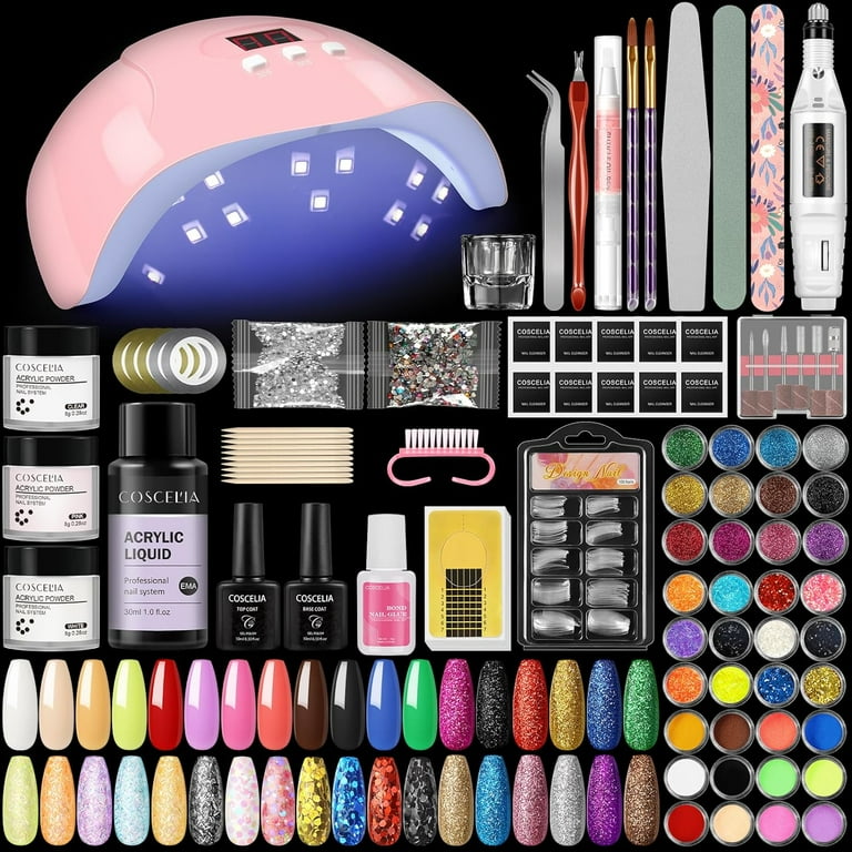 Coscelia Acrylic Nail Kit with Nail Drill and UV Light 39Powder