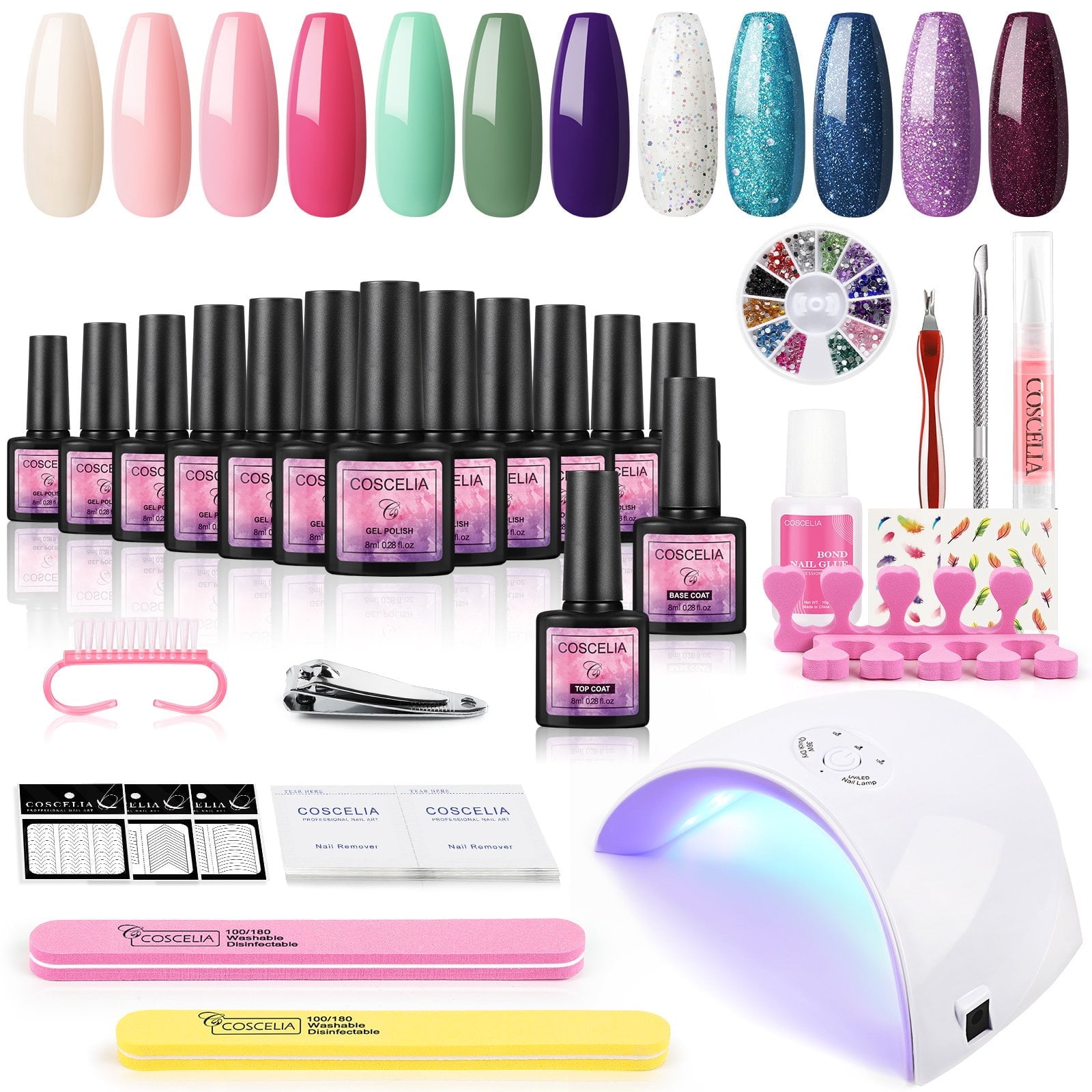 Coscelia Gel Nail Polish Kit with U V Light and Drill Starter Kit 10pc Gel Nail Polish 3pc Poly Nail Gel Nail Art Decoration Gift for Women DIY Home