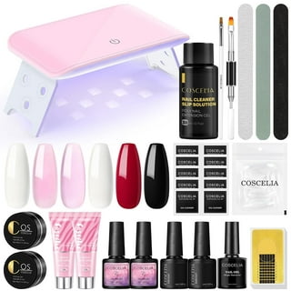 Beetles Gel Nail Polish Starter Kit with UV Nail Light Nail Extension Set,  6 Nude Colors Gel Polish Manicure Kit, 2 In 1 Base Gel Nail Glue + Top Coat  with Coffin