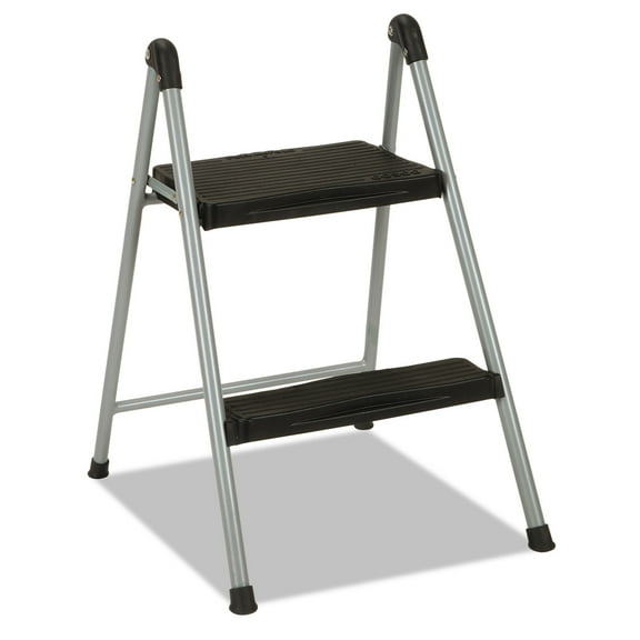 Cosco 11024PBL1E 16.9 in. Working Height 2-Step 200 lbs. Capacity Folding Step Stool - Platinum/Black