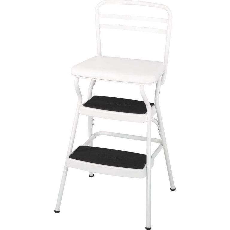 その他 COSCO Step up chair Cosco Retro Counter Chair/Step Stool, White, Lift-Up Seat, Easy to