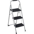 thumbnail image 1 of Cosco 11408PBL1E Three Big Folding Step Stool with Rubber Hand Grip, Platinum, 1 of 3