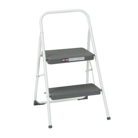 Cosco 2-Step Folding Stool, White & Gray