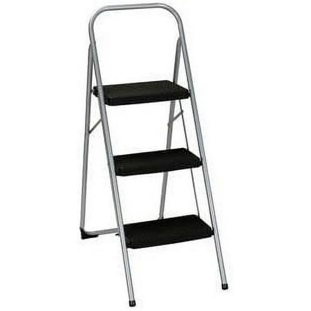 Cosco Industries 3 Step Steel Step Stool - 200 Lb Capacity, Foldable - 2 In. H, Gray — Residential Use, Standard Application