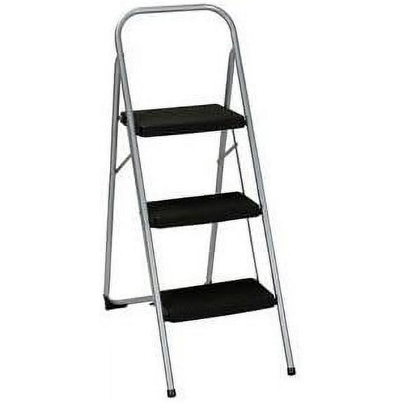 Cosco Industries 3 Step Steel Step Stool - 200 Lb Capacity, Foldable - 2 In. H, Gray