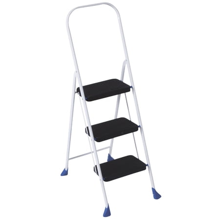 Cosco Industries 3 Step Steel Step Stool - 200 Lb Capacity, Foldable - 2 In. H, Gray — Residential Use, Standard Application