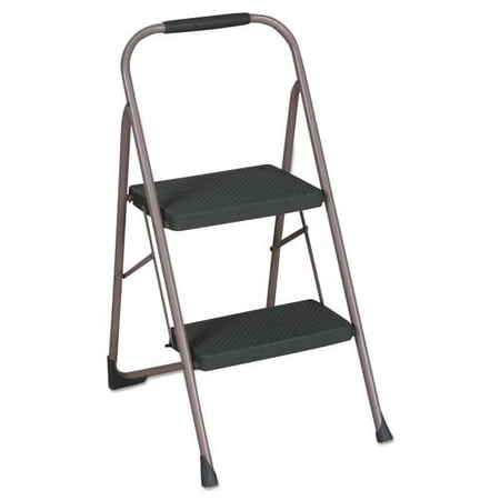 Cosco 2-step Big Step, Steel Step Stool With Rubber Hand Grip, 8 Ft. 2 In Max Reach, Ansi Type 3, 200 Lb. Weight Capacity (silver/black)
