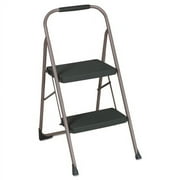 Cosco 2-step Big Step, Steel Step Stool With Rubber Hand Grip, 8 Ft. 2 In Max Reach, Ansi Type 3, 200 Lb. Weight Capacity silver/black