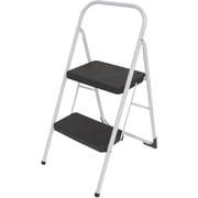 Cosco 2-step Big Step, Steel Step Stool With Rubber Hand Grip, 8 Ft. 2 In Max Reach, Ansi Type 3, 200 Lb. Weight Capacity (silver/black)