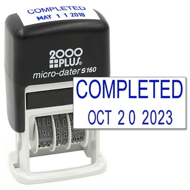 Cosco 2000 PLUS Self-Inking Rubber Date Office Stamp with COMPLETED Phrase & Date - BLUE Ink (Micro-Dater 160), 12-Year Band