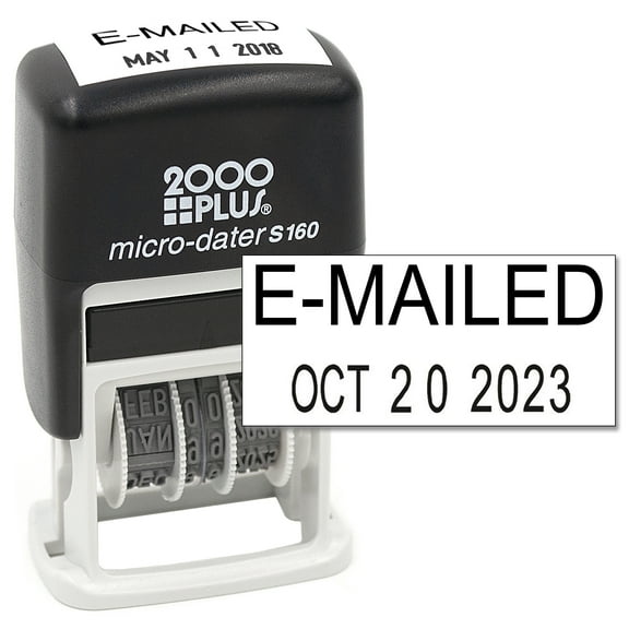Cosco 2000 PLUS Self-Inking Rubber Date Office Stamp with E-MAILED Phrase & Date - BLACK Ink (Micro-Dater 160), 12-Year Band