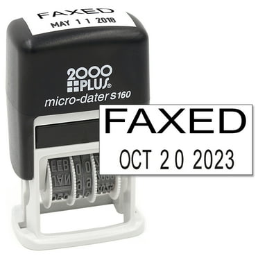 Cosco 2000 PLUS Self-Inking Rubber Date Office Stamp with FAXED Phrase & Date - BLACK Ink (Micro-Dater 160), 12-Year Band