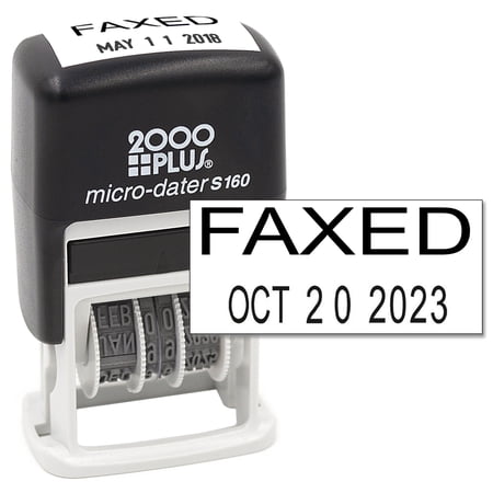 Cosco 2000 PLUS Self-Inking Rubber Date Office Stamp with FAXED Phrase & Date - BLACK Ink (Micro-Dater 160), 12-Year Band
