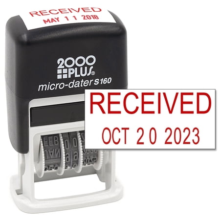 Cosco 2000 PLUS Self-Inking Rubber Date Office Stamp with RECEIVED Phrase & Date - RED Ink (Micro-Dater 160), 12-Year Band