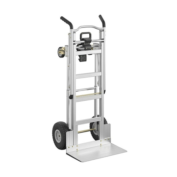 Cosco 3-in-1 Assist Series Aluminum Hand Truck/Assisted Hand Truck/Cart w/ flat free wheels, Silver