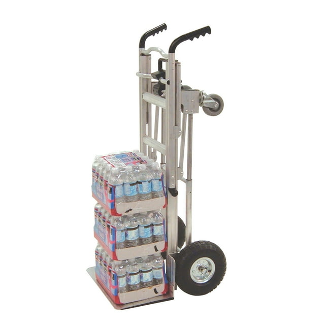 Cosco 3-in-1 Assist Series Aluminum Hand Truck/Assisted Hand Truck/Cart w/ flat free wheels, Silver