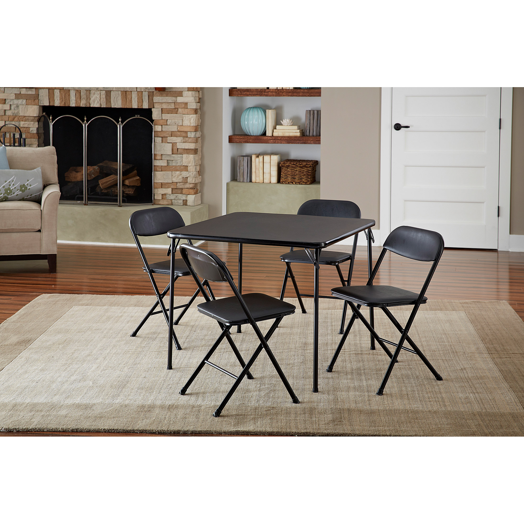 Cosco 5-Piece Card Table Set, Black - image 1 of 7