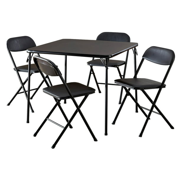 Cosco 5Piece Card Table Set, Black