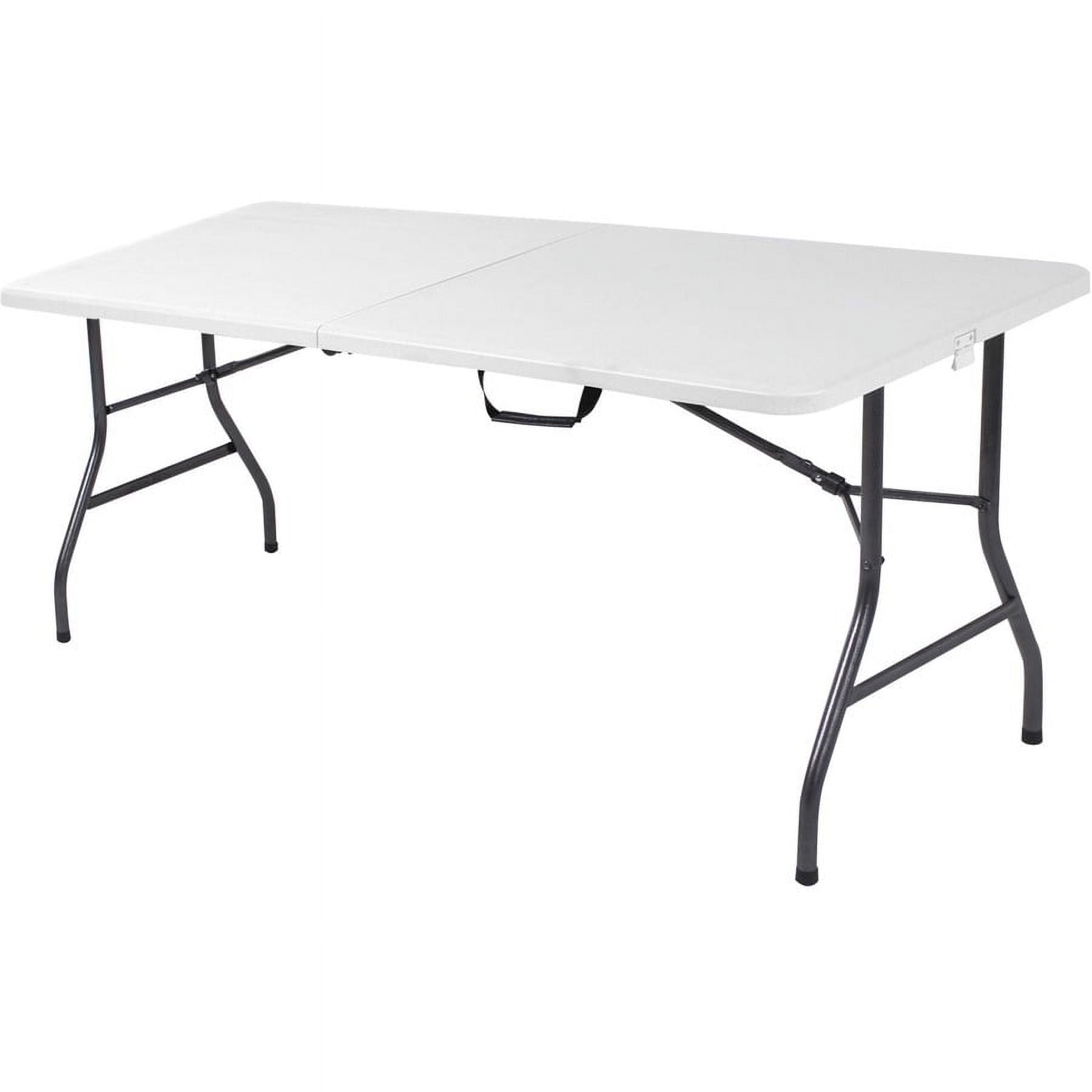 White 6-Foot Resin Folding Banquet Table with Steel Legs