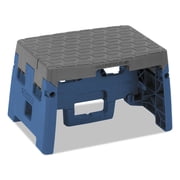 COSCO Folding Step Stool - 1-Step, 300 lb Capacity, Foldable - 8.5 in, Blue/Gray