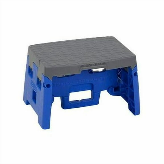 Cosco Folding Step Stool - 1 Step, 300 Lb Capacity, Plastic, Foldable - 8.46 in H, Blue