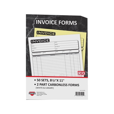 Cosco Business 2-Part Carbonless Invoices 8.5" x 11" 50 Sets/Book (074005)