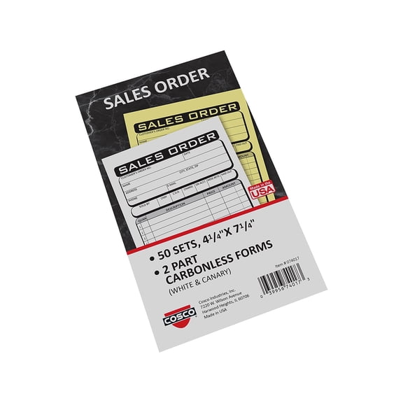 Cosco Business 2-Part Carbonless Sales Orders 4.25" x 7.25" 50 Sets/Book (074017)
