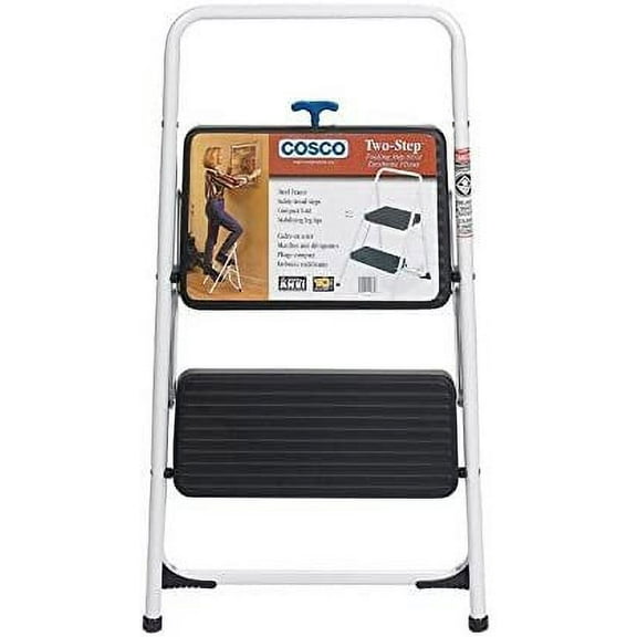Cosco Industries Cosco Folding Two Step Stool - 200 Lb Capacity, Foldable - 2 Steps, 17" Gray Residential Use, Standard Application