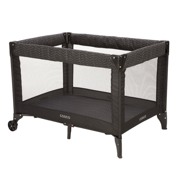 Open Box Cosco Kids Deluxe Funsport Portable Compact Play Yard, Black Arrows, Infant