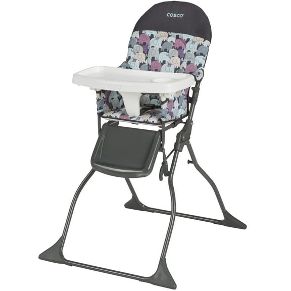 Cosco Kids Simple Fold Full Size High Chair with Adjustable Tray, Elephant Puzzle