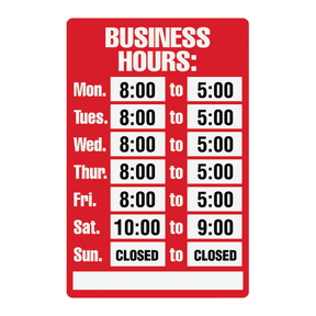 Cosco "Business Hours" Sign Kit, 8" x 12"