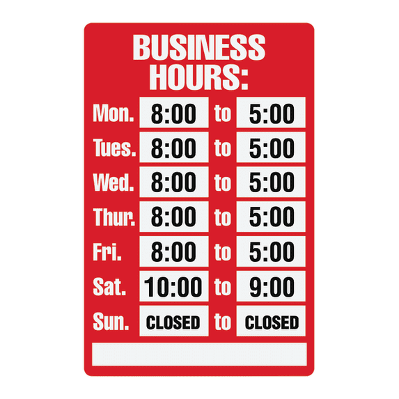 905 Sign Cosco Business Hours Sign Kit 8x12