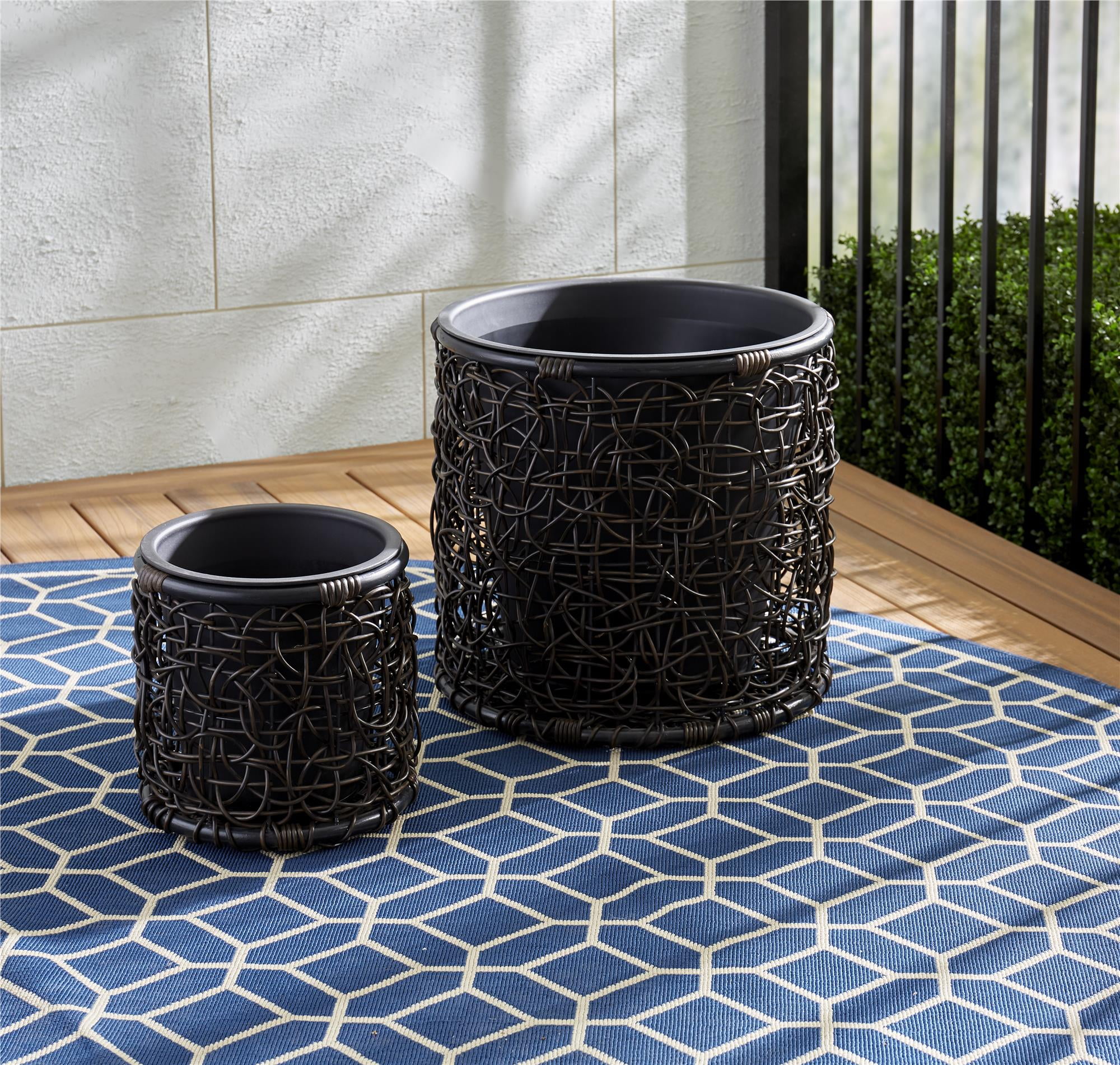 Cosco Outdoor Nesting Pot Patio Planter 2Piece Basket Box Set, Brown