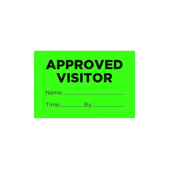 Cosco Paper APPROVED VISITOR Safety Label 2" x 3" Fluorescent Green 100/Pack (098458PK100)