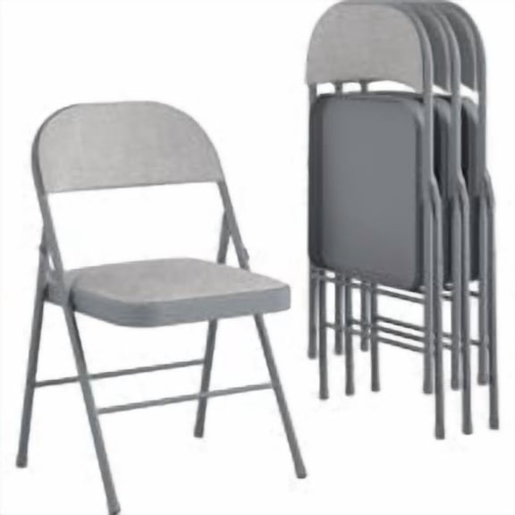 Cosco Premium Gray Fabric Padded Metal Folding Chair - Pack of 4