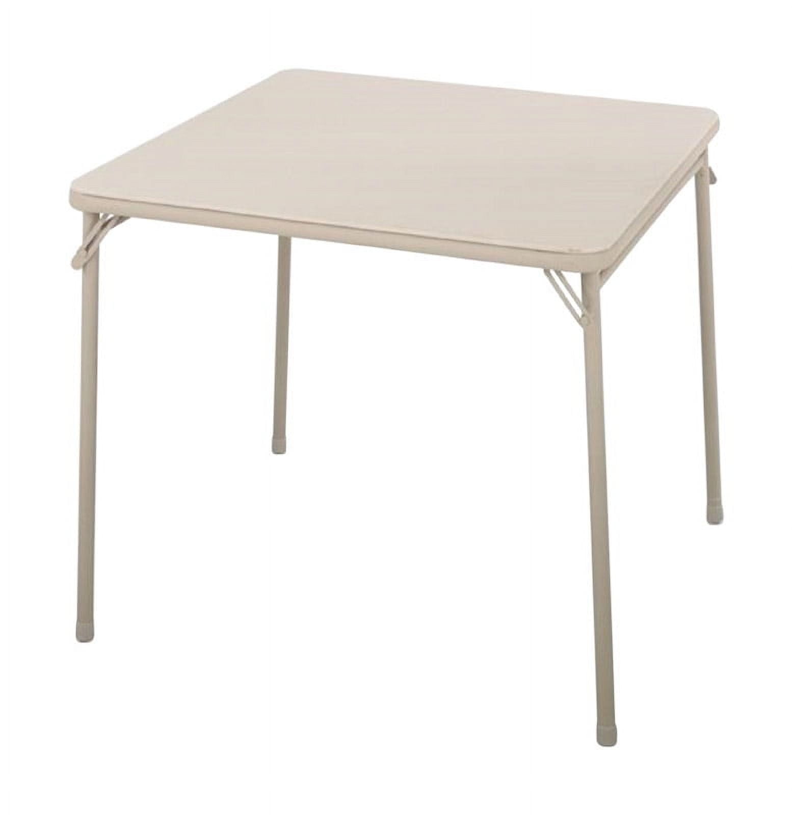Cosco 34" Tan Vinyl Square Folding Table with Steel Frame