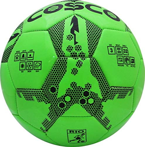 Cosco RIO (Green) Football, Size 3 | Multicolour | Backing: 1 Poly Cotton | Circumference: 58-60cm